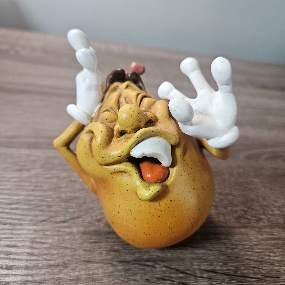 Gigglin Groceries Anthropomorphic Pear Figurine Whimsical Fruit Decor